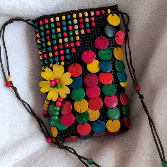 unbranded Handbags - Multi-colored Coconut Shell Beaded Crossbody Purse (Small)